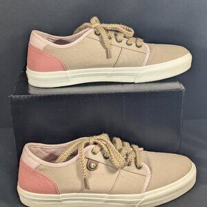Taos Plim Soul Shoes Womens Pink Beige Canvas Low Top Lace Up size 10